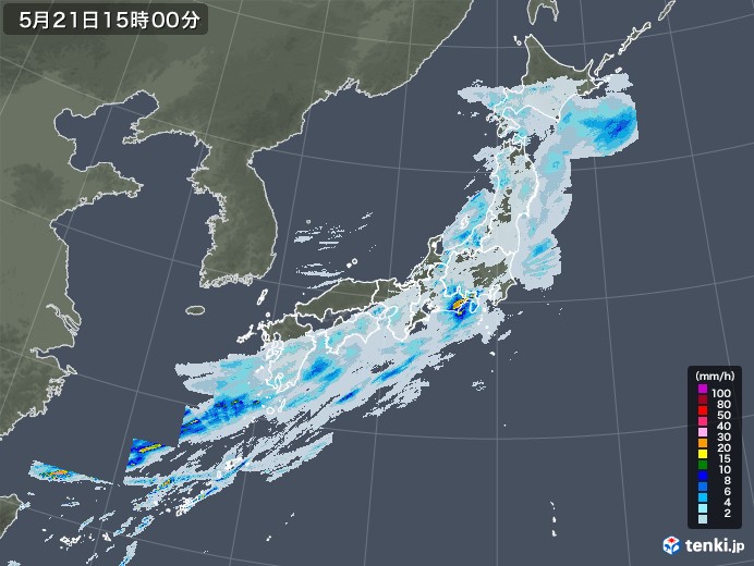 雨雲レーダー(2021年05月21日)