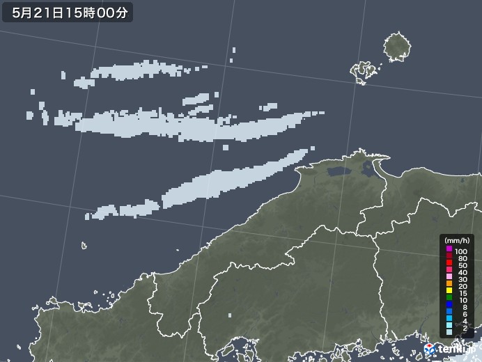 島根県の雨雲レーダー(2021年05月21日)