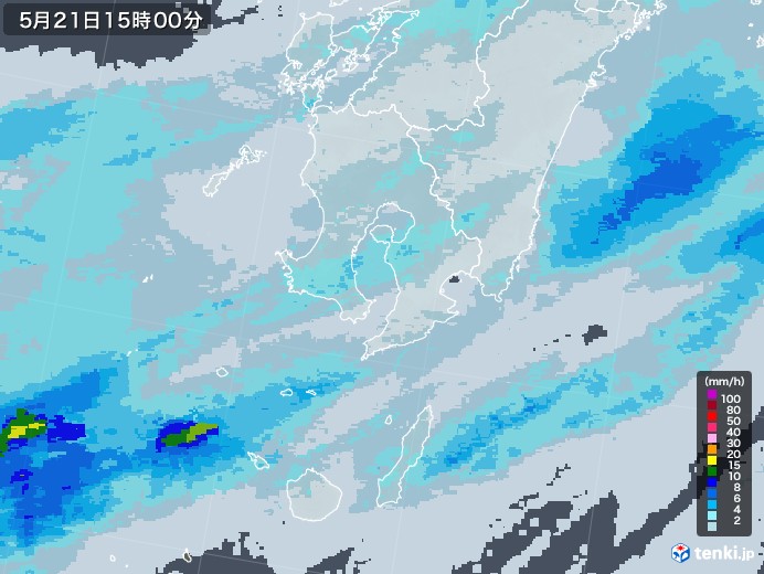 鹿児島県の雨雲レーダー(2021年05月21日)