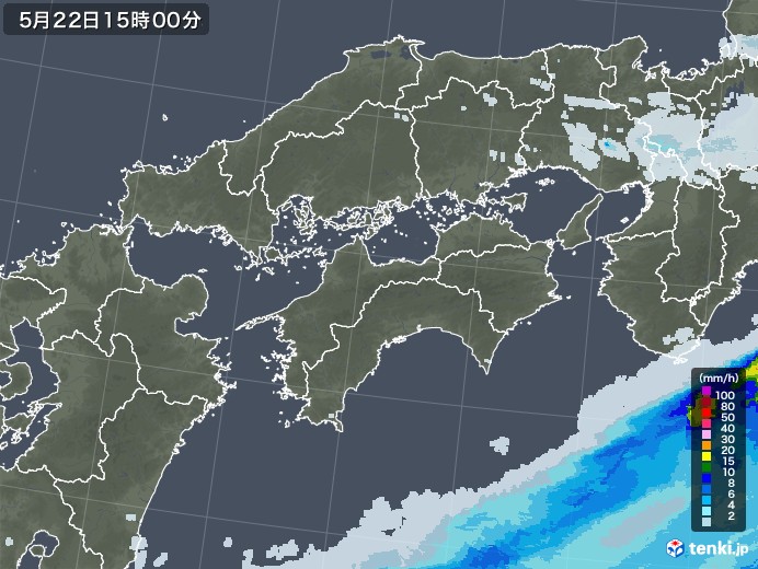 四国地方の雨雲レーダー(2021年05月22日)