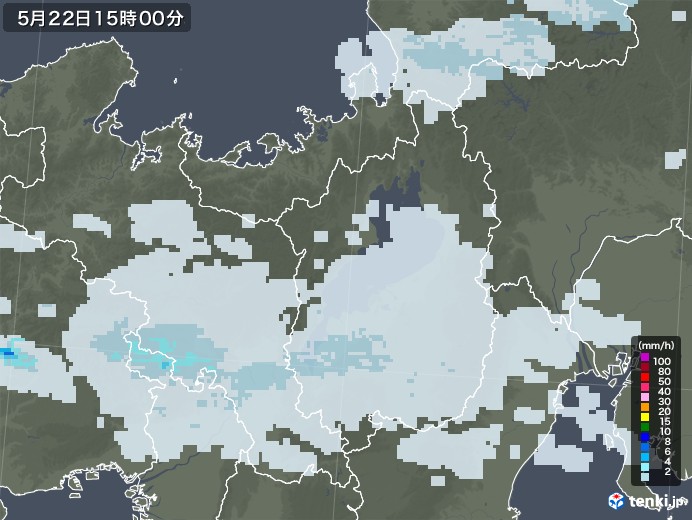 滋賀県の雨雲レーダー(2021年05月22日)