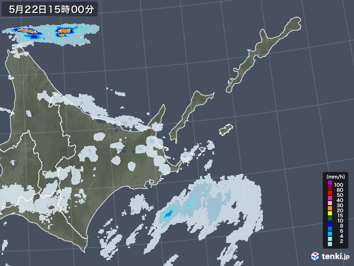 道東の雨雲レーダー(2021年05月22日)