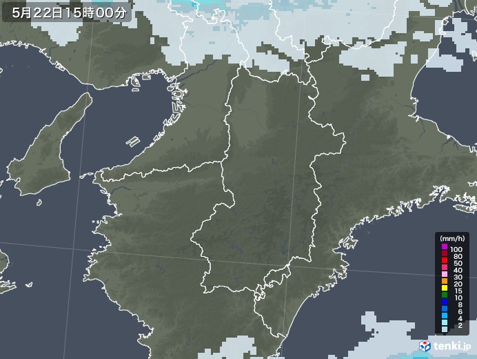 奈良県の雨雲レーダー(2021年05月22日)