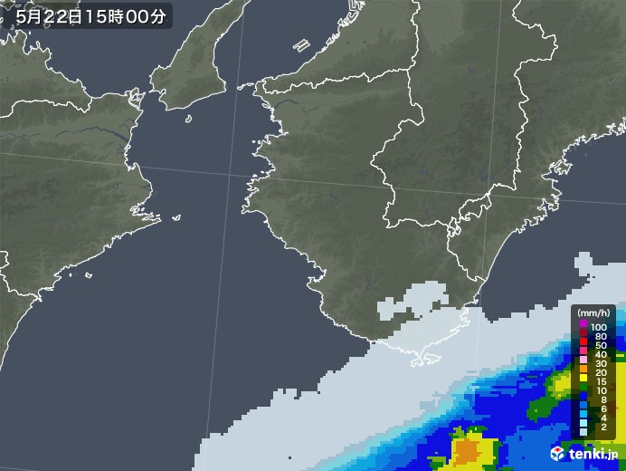和歌山県の雨雲レーダー(2021年05月22日)