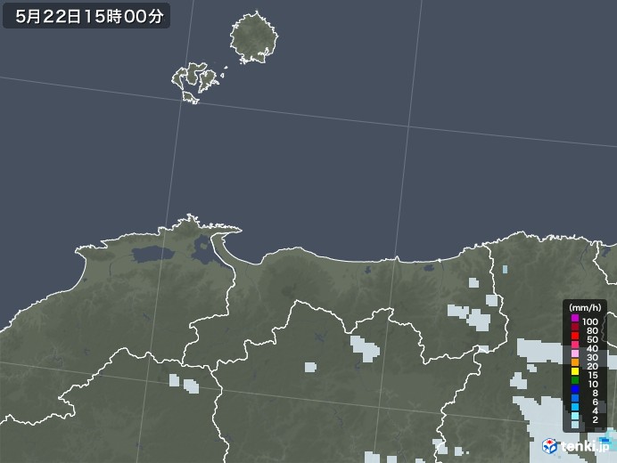 鳥取県の雨雲レーダー(2021年05月22日)