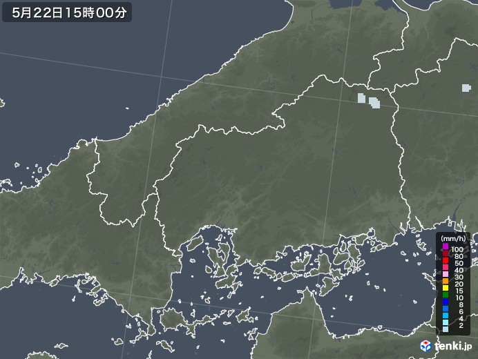 広島県の雨雲レーダー(2021年05月22日)