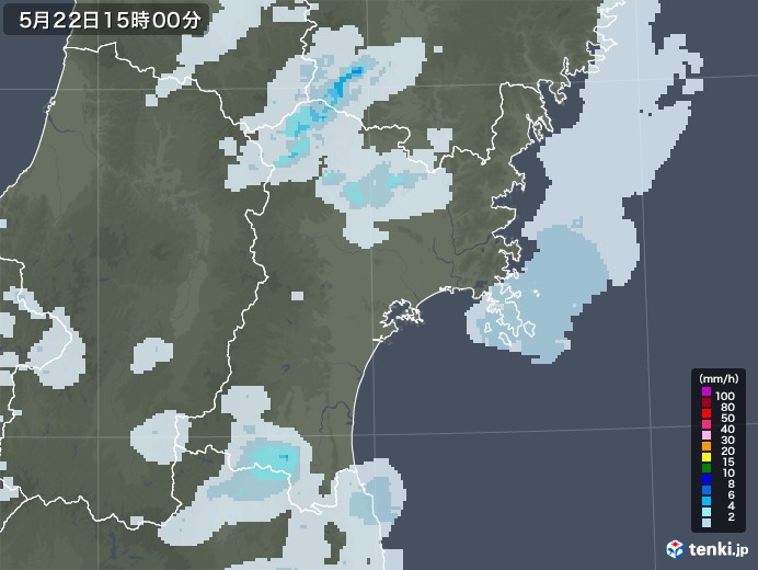宮城県の雨雲レーダー(2021年05月22日)