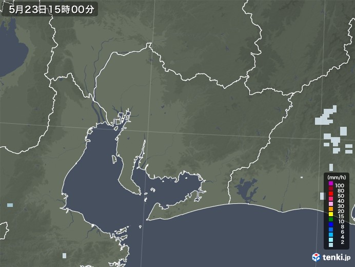 愛知県の雨雲レーダー(2021年05月23日)