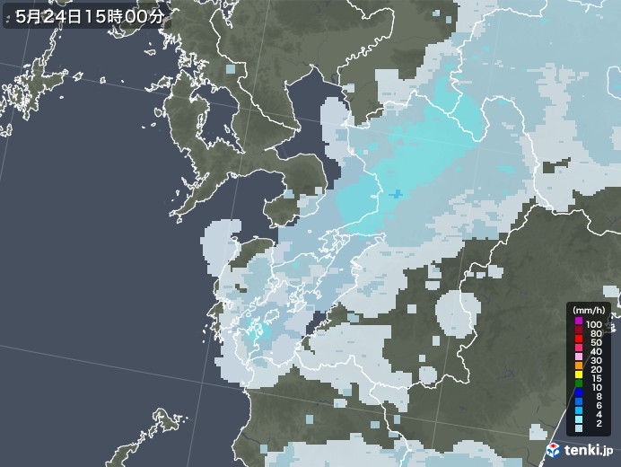 熊本県の雨雲レーダー(2021年05月24日)