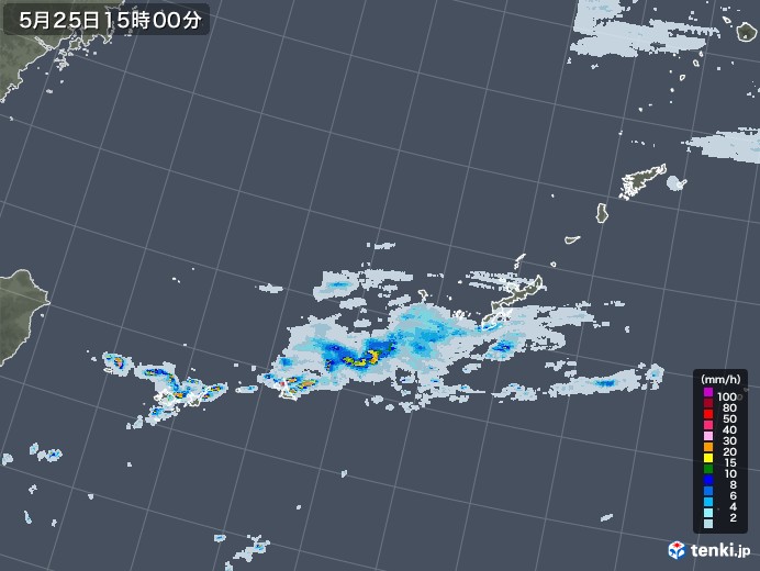 沖縄地方の雨雲レーダー(2021年05月25日)