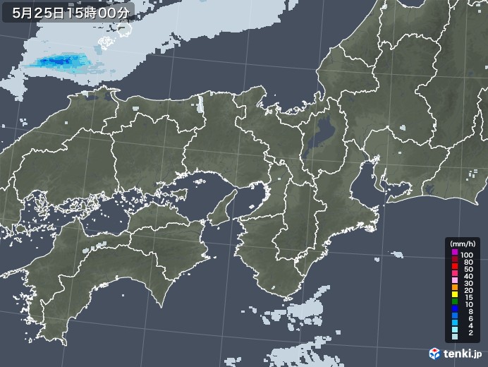 近畿地方の雨雲レーダー(2021年05月25日)