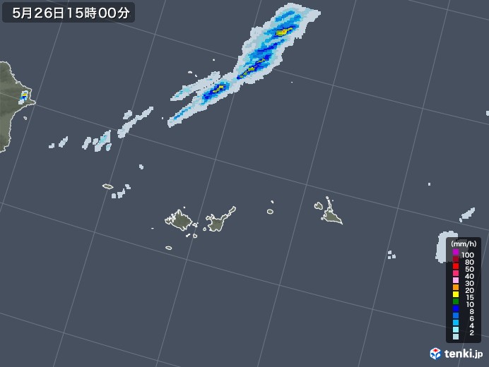 宮古・石垣・与那国(沖縄県)の雨雲レーダー(2021年05月26日)