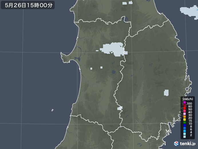 秋田県の雨雲レーダー(2021年05月26日)