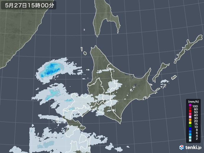 北海道地方の雨雲レーダー(2021年05月27日)