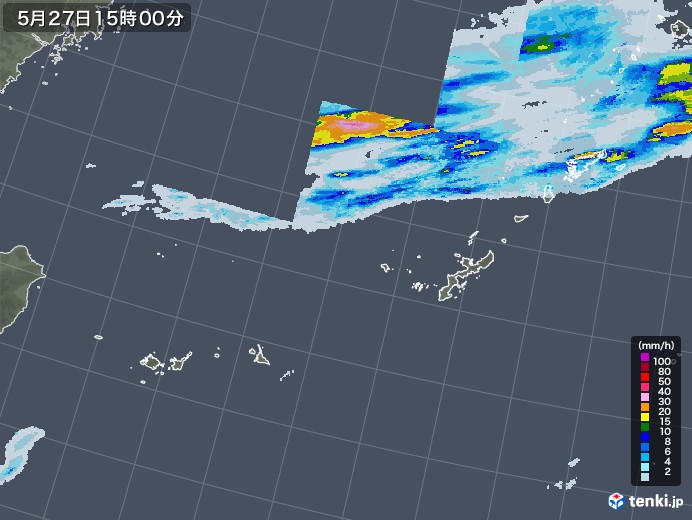 沖縄地方の雨雲レーダー(2021年05月27日)