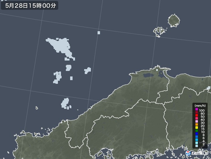 島根県の雨雲レーダー(2021年05月28日)