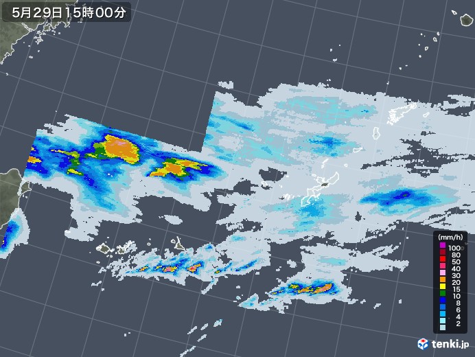 沖縄地方の雨雲レーダー(2021年05月29日)