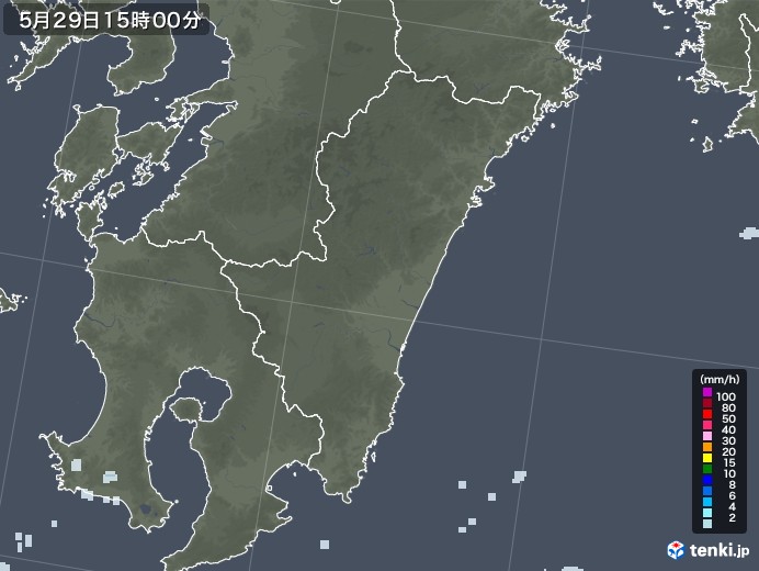 宮崎県の雨雲レーダー(2021年05月29日)