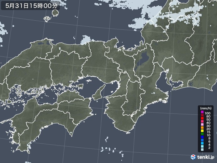 近畿地方の雨雲レーダー(2021年05月31日)