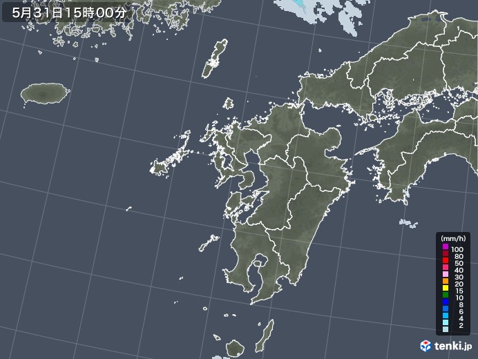 九州地方の雨雲レーダー(2021年05月31日)