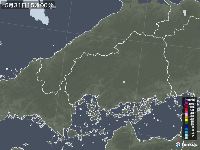 広島県の雨雲レーダー(2021年05月31日)