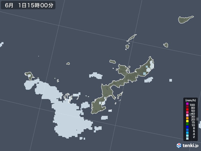 沖縄県の雨雲レーダー(2021年06月01日)