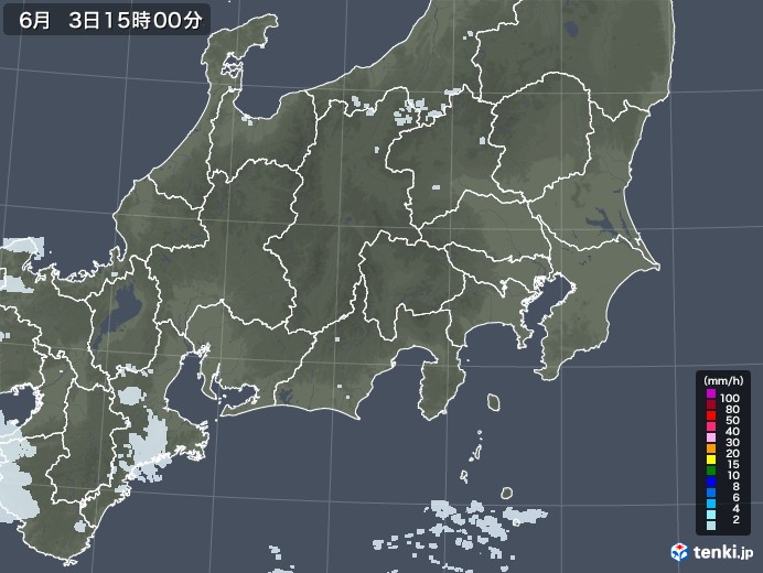関東・甲信地方の雨雲レーダー(2021年06月03日)