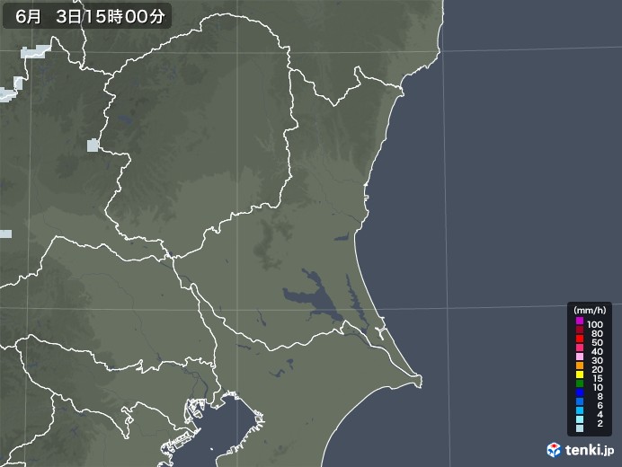 茨城県の雨雲レーダー(2021年06月03日)