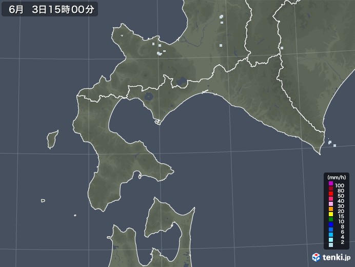 道南の雨雲レーダー(2021年06月03日)