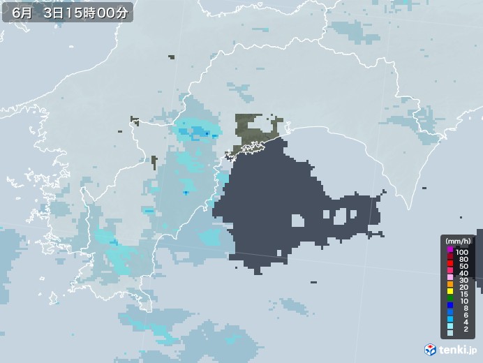高知県の雨雲レーダー(2021年06月03日)