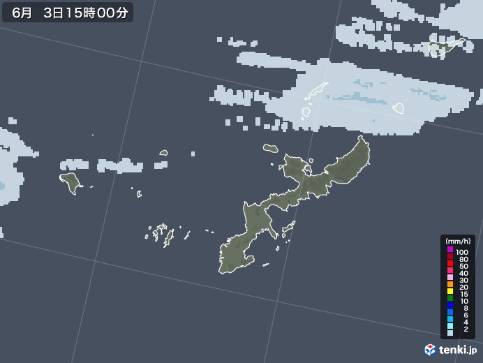 沖縄県の雨雲レーダー(2021年06月03日)