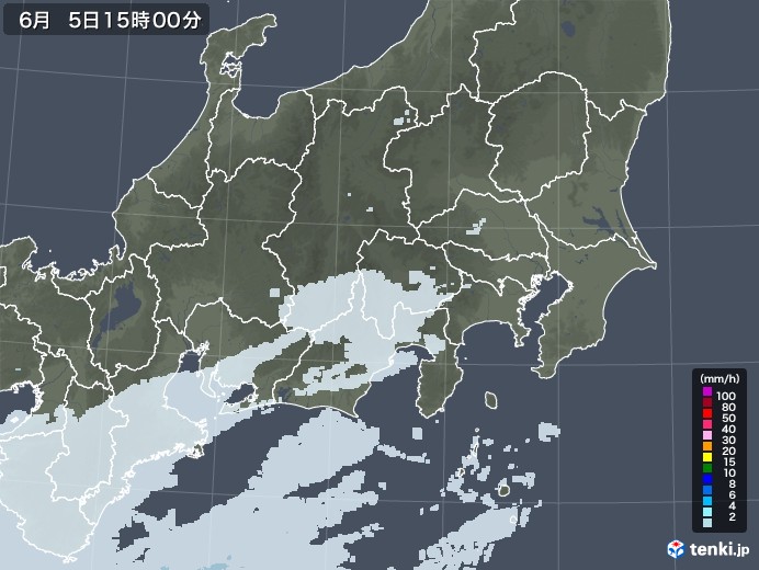 関東・甲信地方の雨雲レーダー(2021年06月05日)