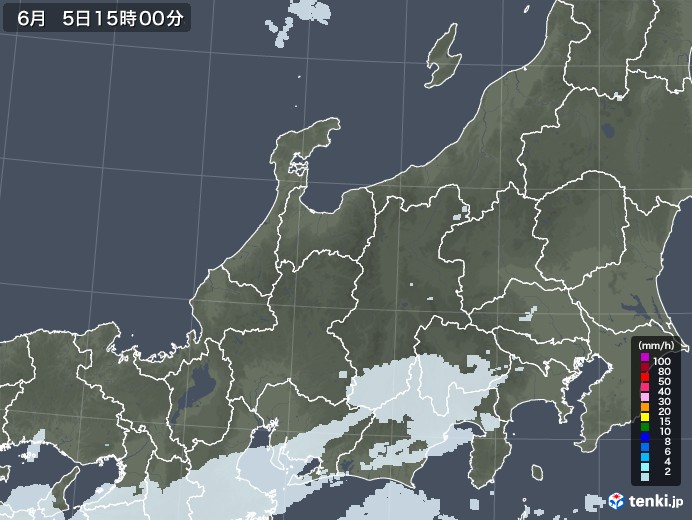 北陸地方の雨雲レーダー(2021年06月05日)