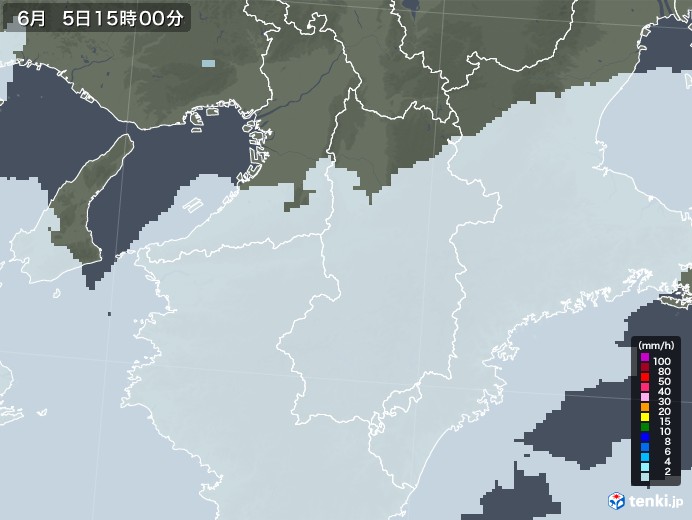 奈良県の雨雲レーダー(2021年06月05日)