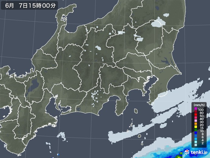 関東・甲信地方の雨雲レーダー(2021年06月07日)