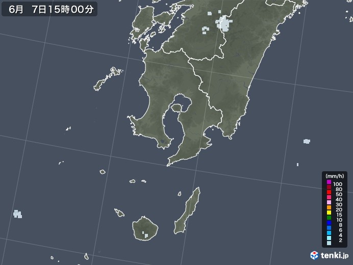 鹿児島県の雨雲レーダー(2021年06月07日)