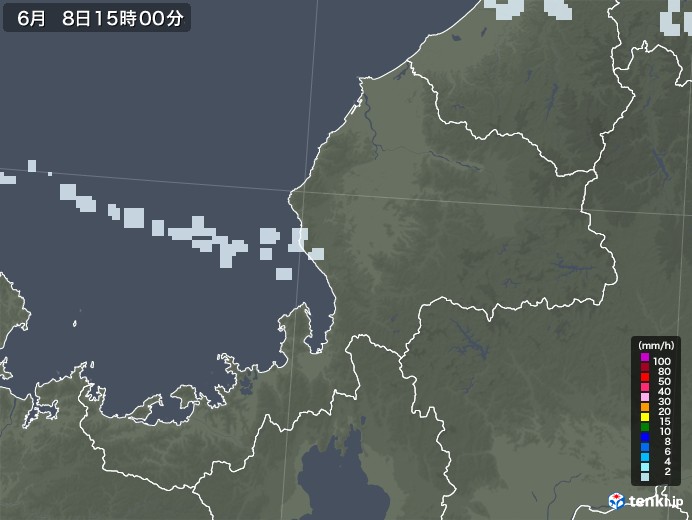 福井県の雨雲レーダー(2021年06月08日)
