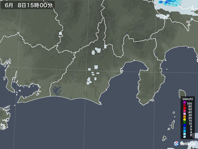 静岡県の雨雲レーダー(2021年06月08日)