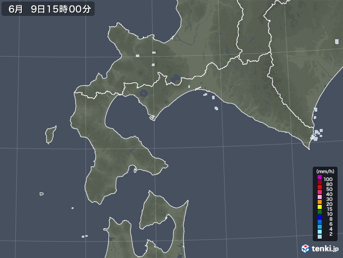 道南の雨雲レーダー(2021年06月09日)