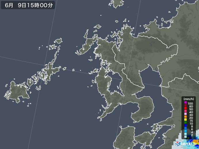 長崎県の雨雲レーダー(2021年06月09日)