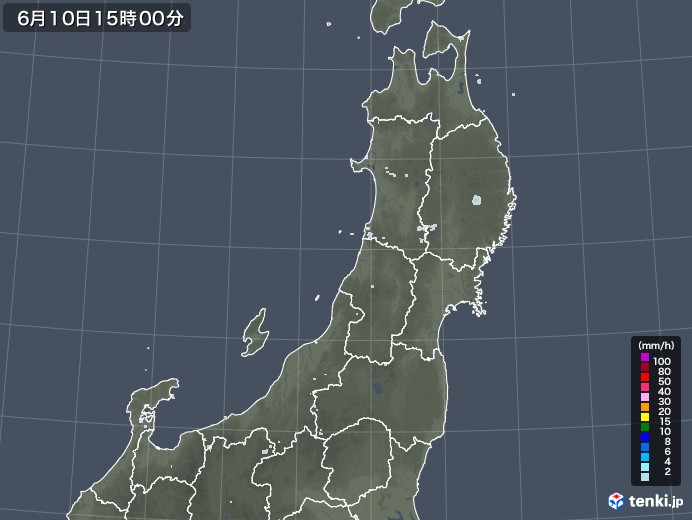 東北地方の雨雲レーダー(2021年06月10日)