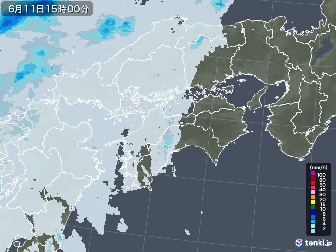 四国地方の雨雲レーダー(2021年06月11日)