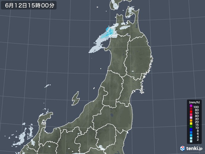 東北地方の雨雲レーダー(2021年06月12日)