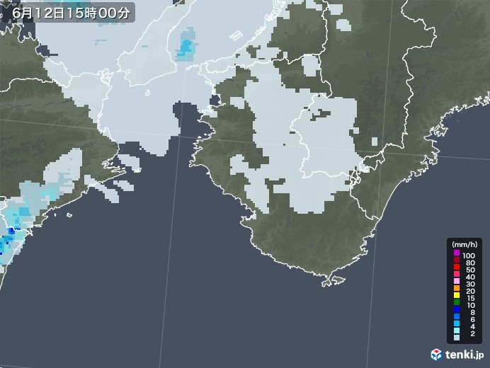 和歌山県の雨雲レーダー(2021年06月12日)