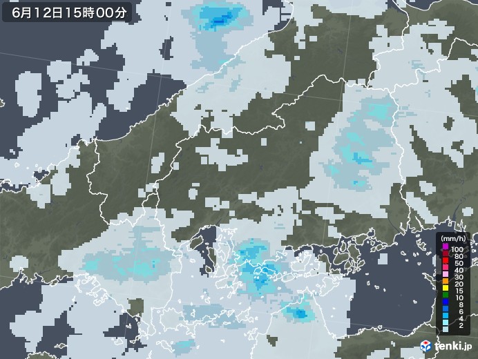 広島県の雨雲レーダー(2021年06月12日)