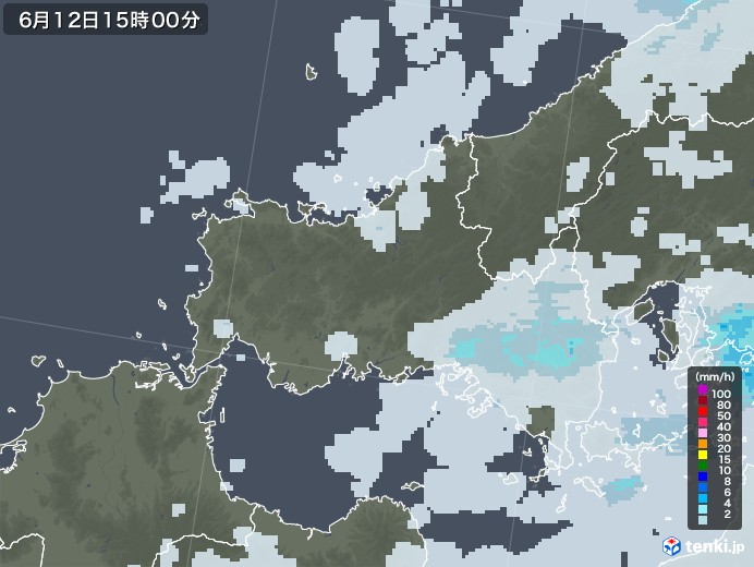 山口県の雨雲レーダー(2021年06月12日)