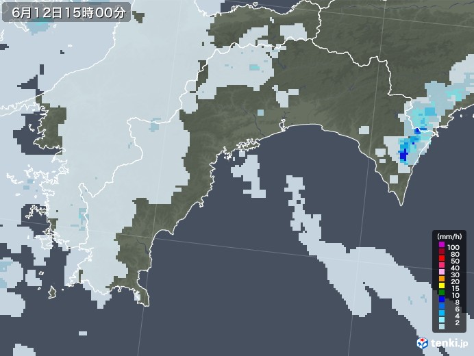 高知県の雨雲レーダー(2021年06月12日)