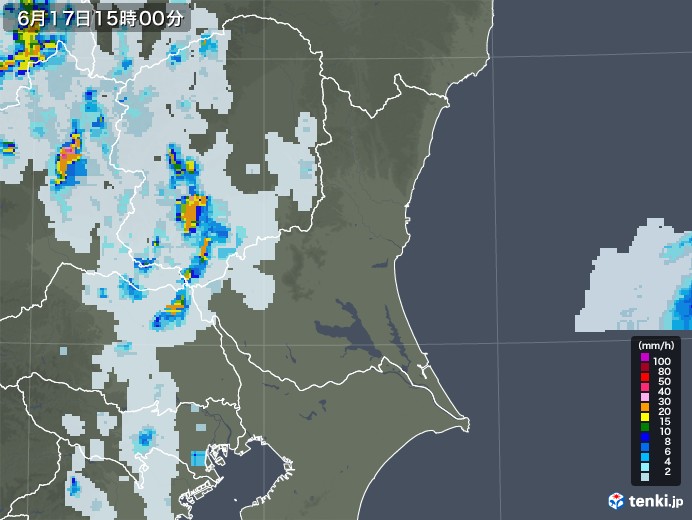 茨城県の雨雲レーダー(2021年06月17日)