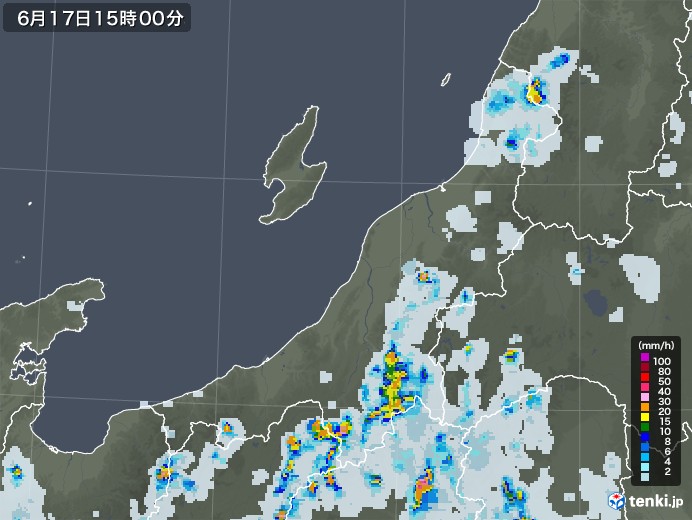 新潟県の雨雲レーダー(2021年06月17日)