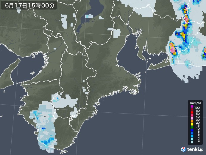三重県の雨雲レーダー(2021年06月17日)